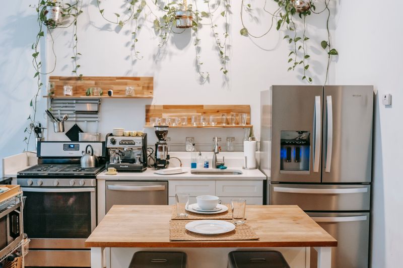 Smart refrigerator with AI-powered touchscreen displaying food inventory and recipe suggestions
