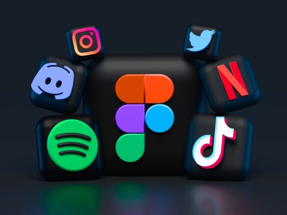 Social media marketing strategy on smartphone and laptop