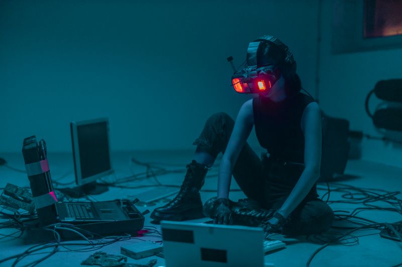 Students using VR headsets for immersive educational experiences in virtual environments