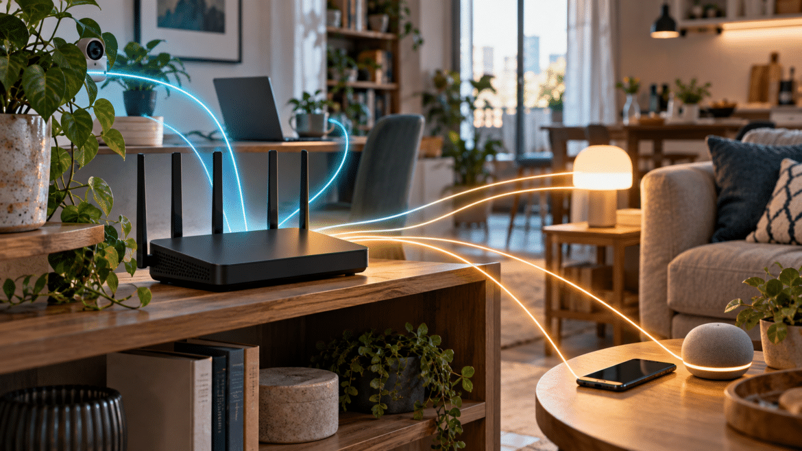 Home Wi-Fi router with connected household devices